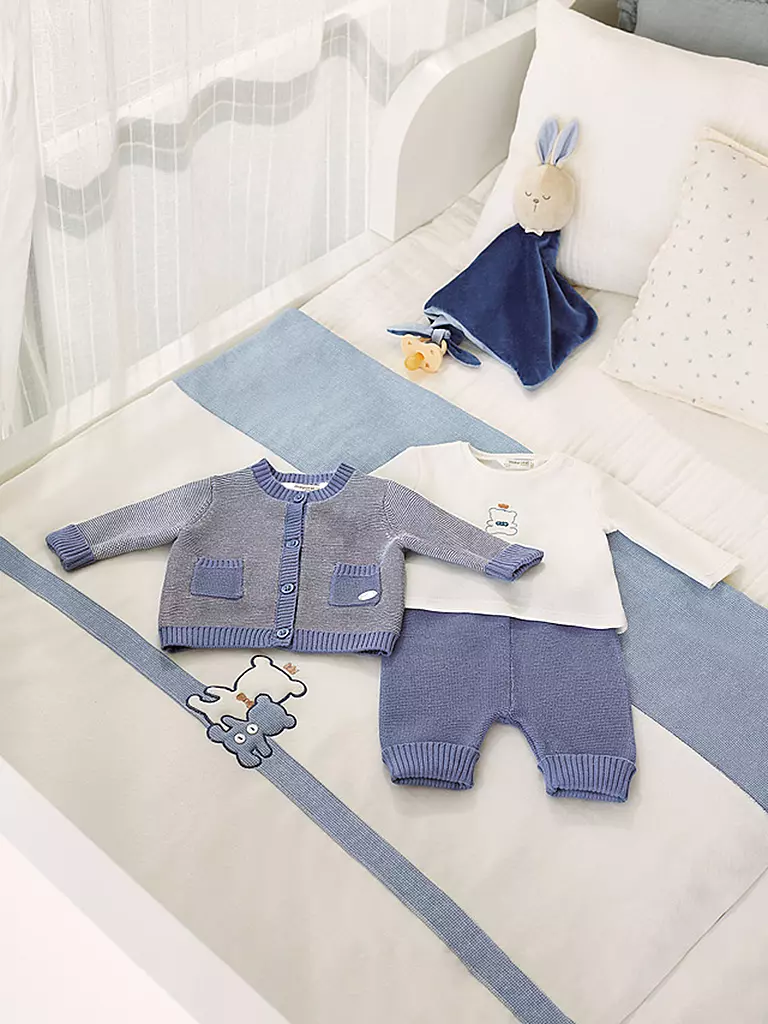 MAYORAL | Baby Set Strickjacke, Shirt und Hose 3-teilig | blau
