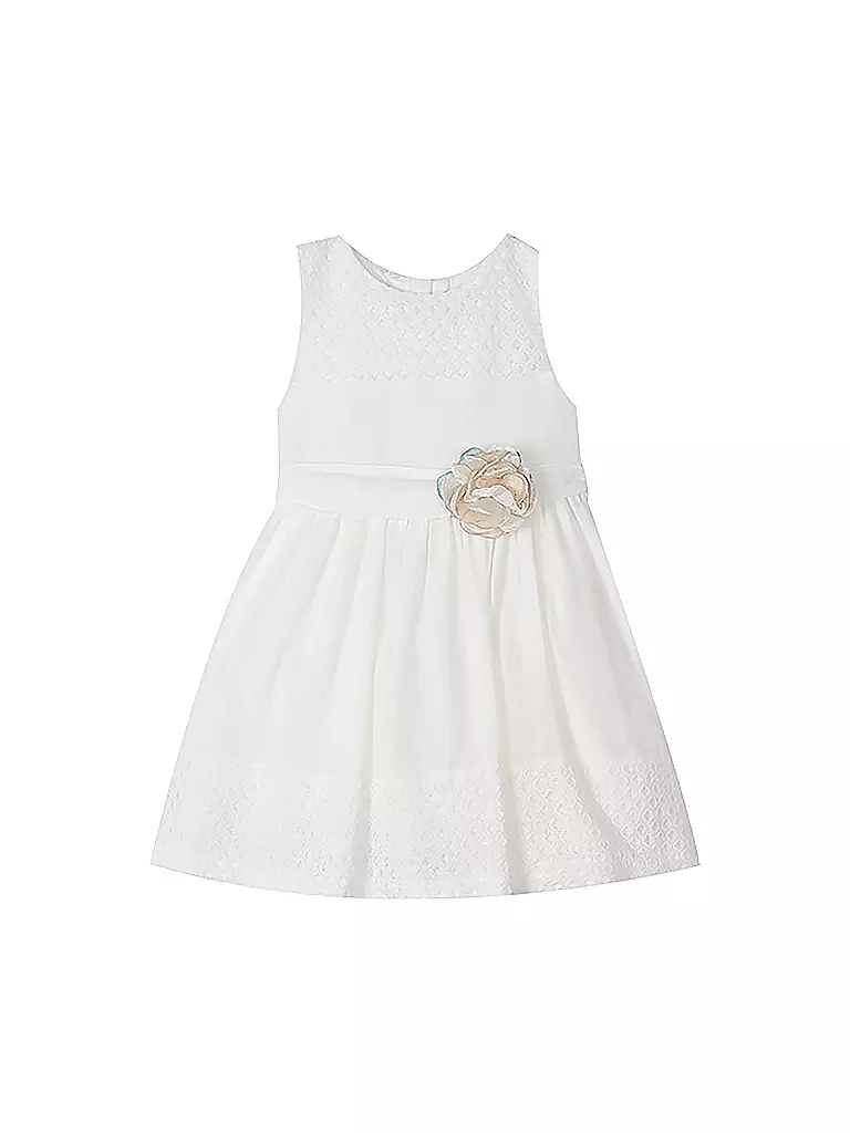 Mädchen Mit Schwarzen Haaren Und Weißem Kleid MAYORAL Mädchen Kleid creme