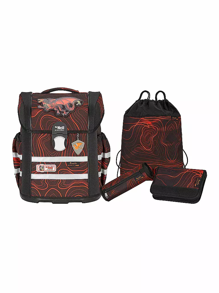 MC NEILL | Schultaschen Set 4tlg Mc Addy Ergo Mac Drache | schwarz