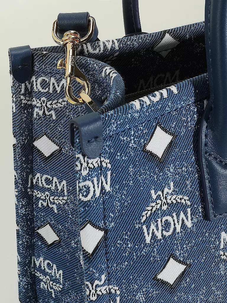 Mcm Small Munchen Denim Tote Bag - Blue