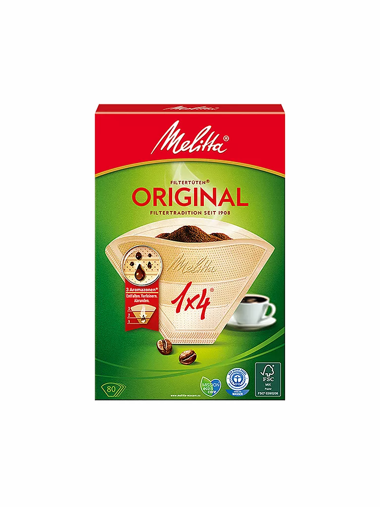 Melitta Gourmet Filtertüten 1x4 - 80 Stück Für Aromatischen Kaffee