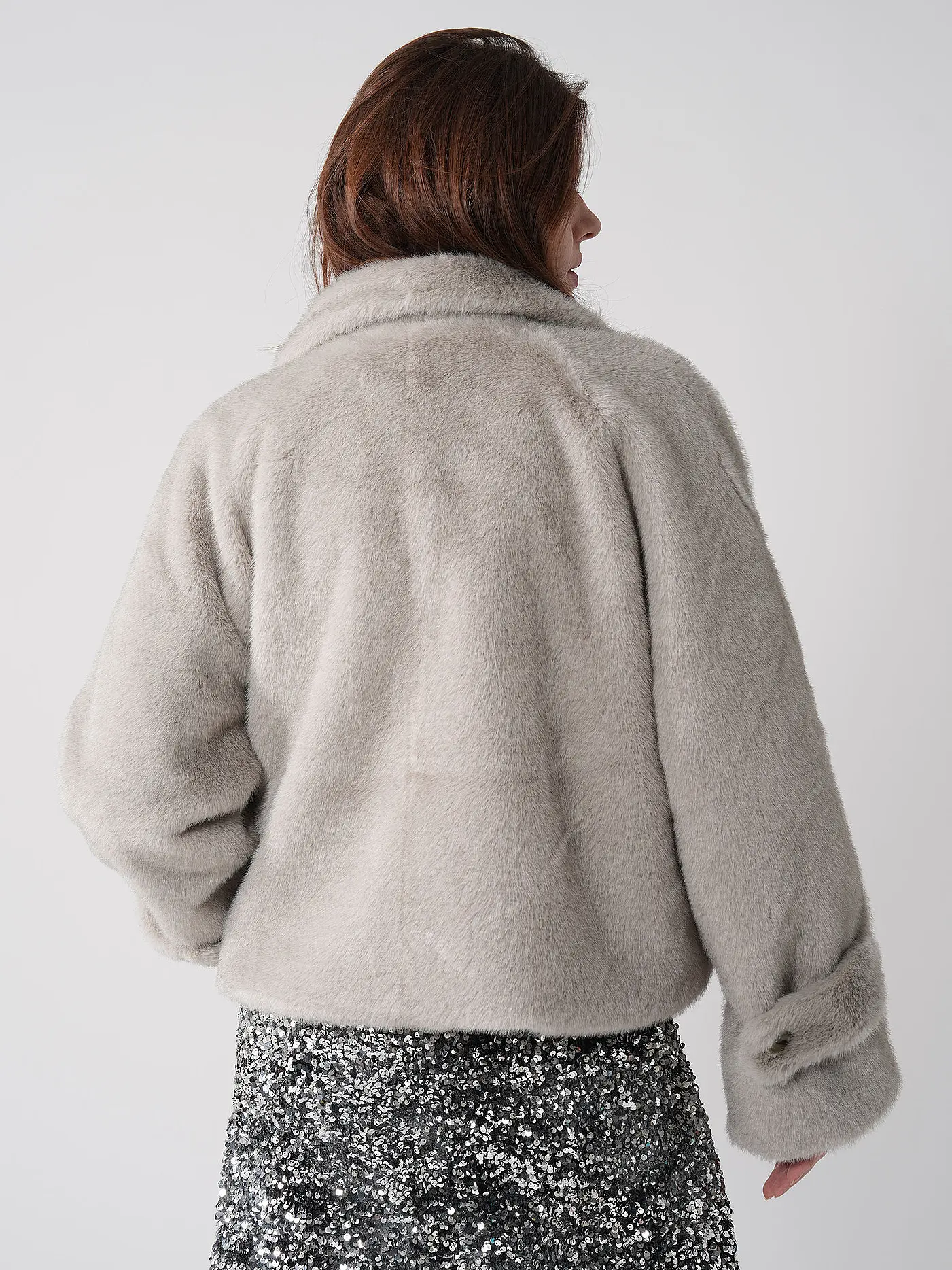 MEOTINE | Jacke in Felloptik | hellgrau