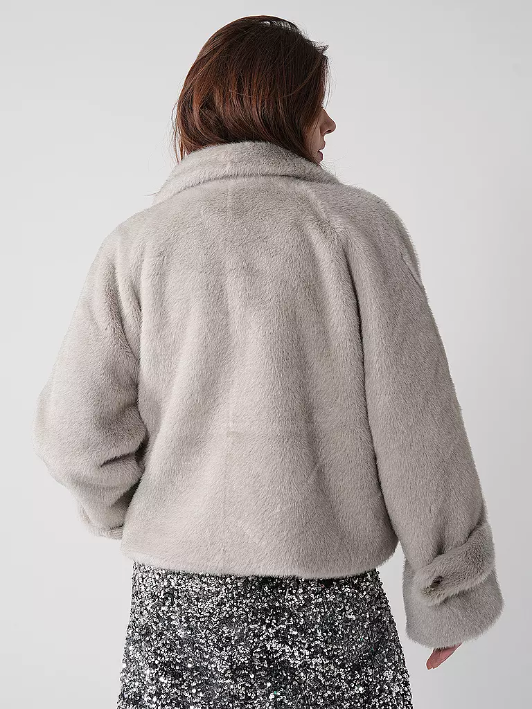 MEOTINE | Jacke in Felloptik | hellgrau