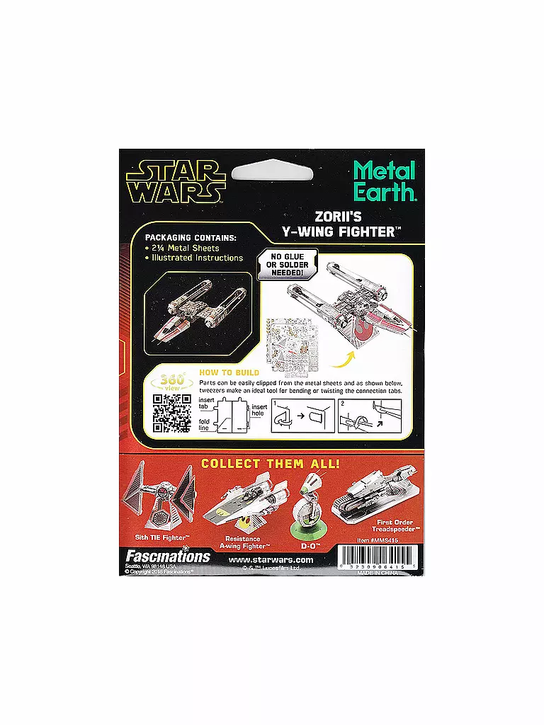 METAL EARTH, 3D Metallbausatz - Star Wars - Zorris y-Wing Fighter