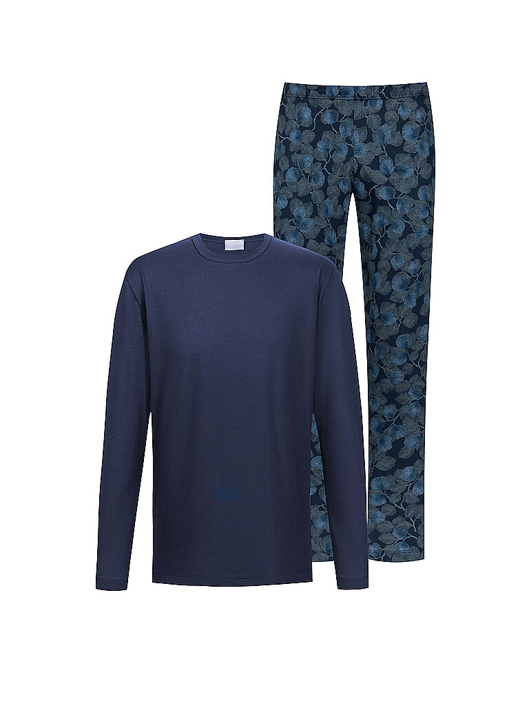 MEY Pyjama DARK LEAVES yacht blue dunkelblau | L