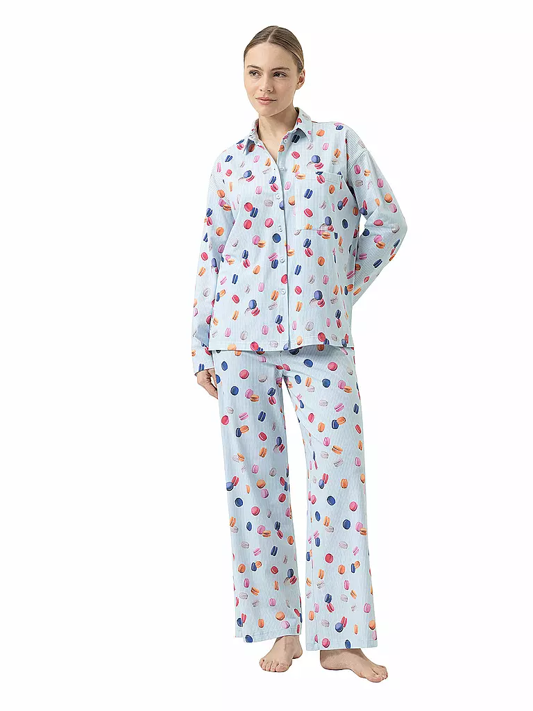 MEY | Pyjama FLYING MACARONS | hellblau