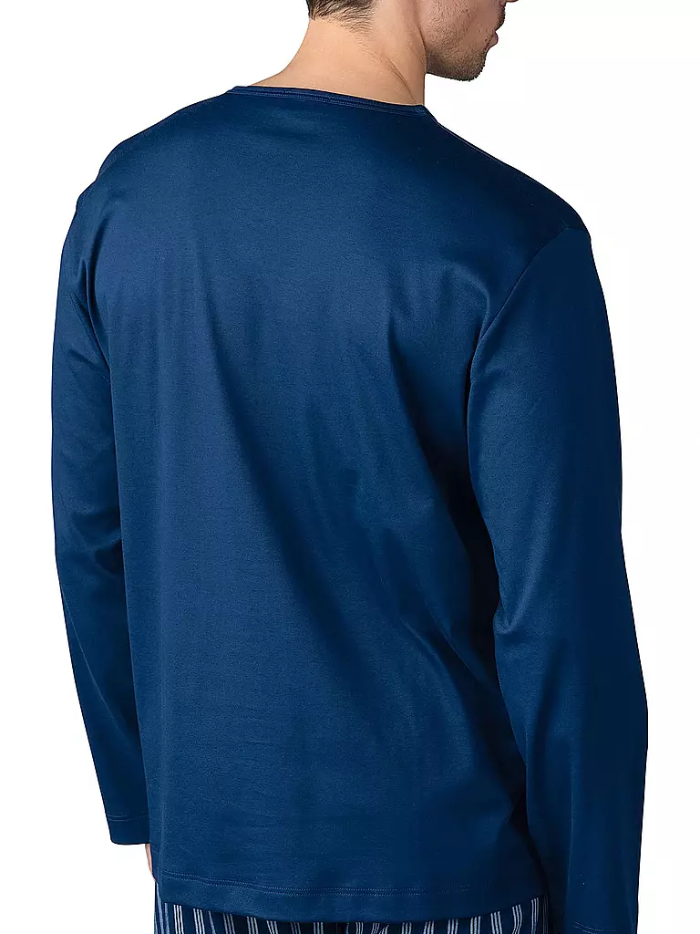 MEY | Pyjama Langarmshirt MELTON | blau