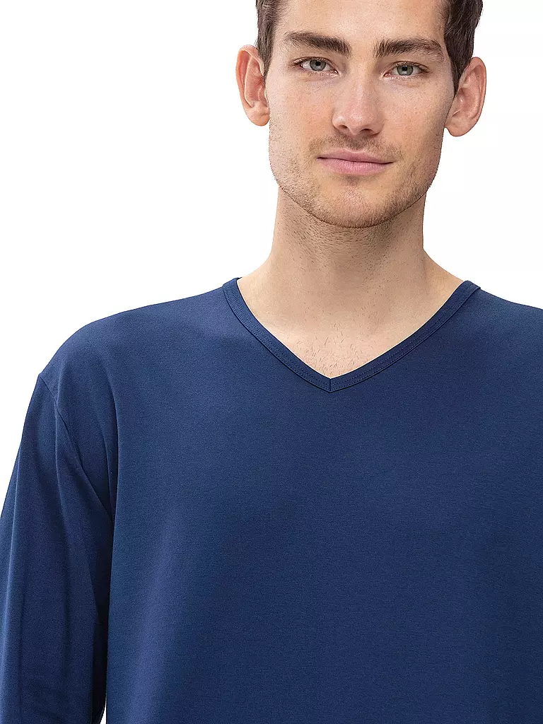 MEY | Pyjama Langarmshirt MELTON | blau