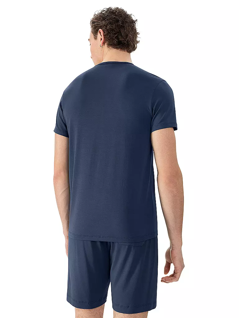 MEY | Pyjama T-Shirt JEFFERSON fossil grey | dunkelblau
