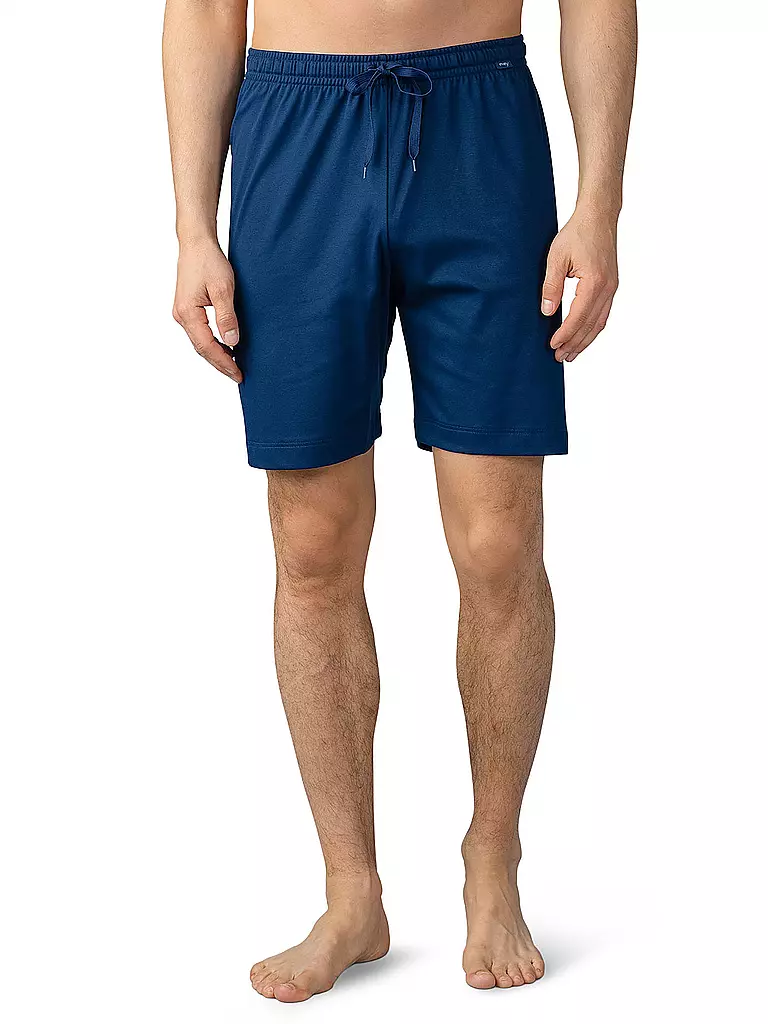 MEY | Pyjamahose - Shorts MELTON | blau
