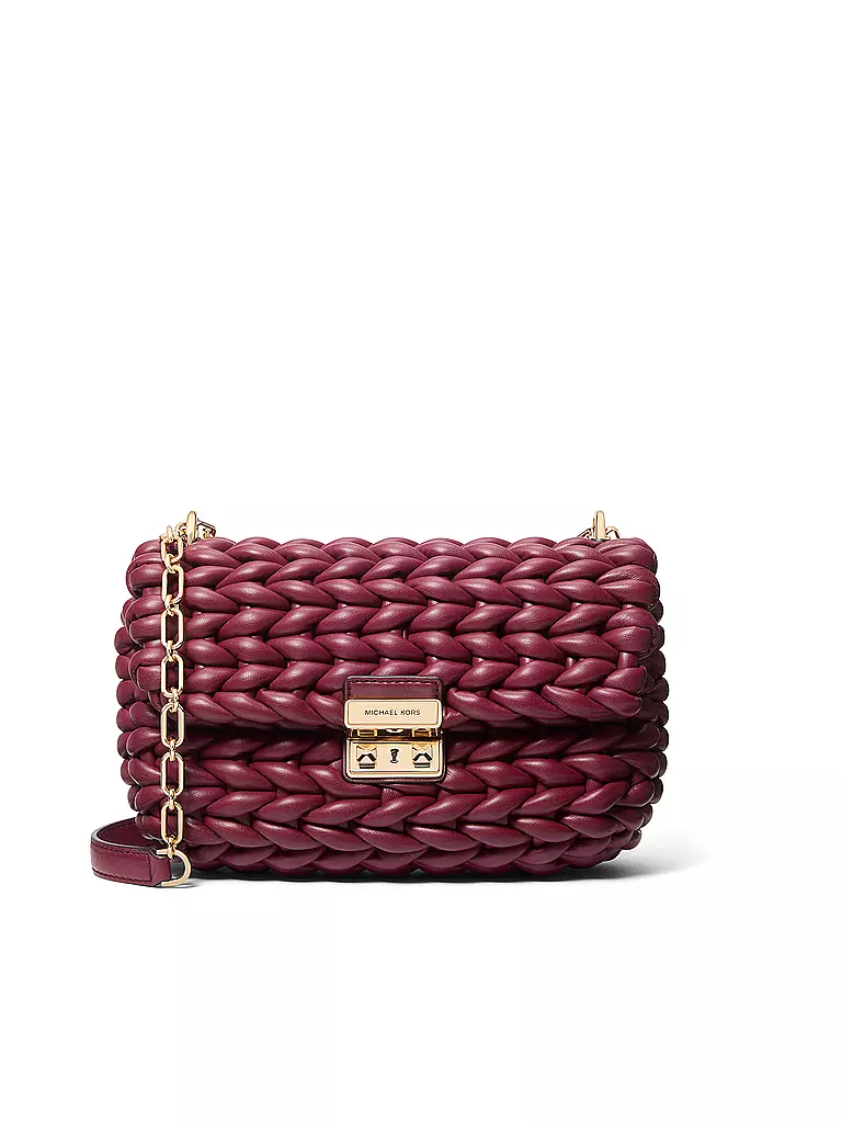 MICHAEL KORS | Ledertasche - Umhängetasche TRIBECA  | dunkelrot