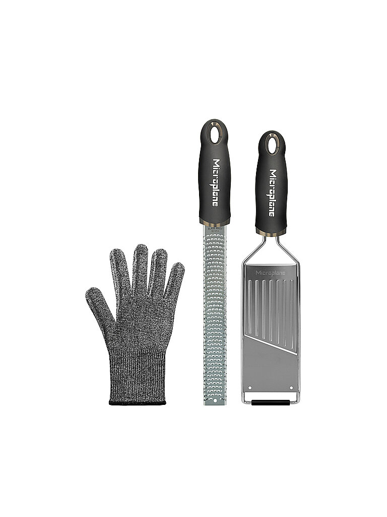 MICROPLANE Reibenset Gourmet mit Schutzhandschuh 3-tlg. Schwarz schwarz