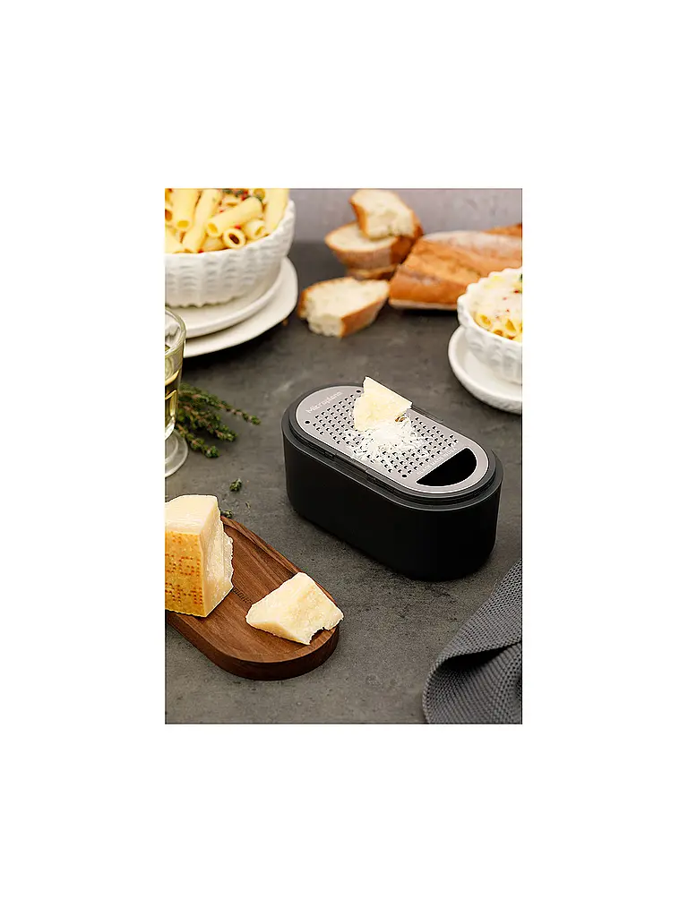 MICROPLANE | Handreibe mit Auffangbehälter Anthrazit / Walnuss | Grau