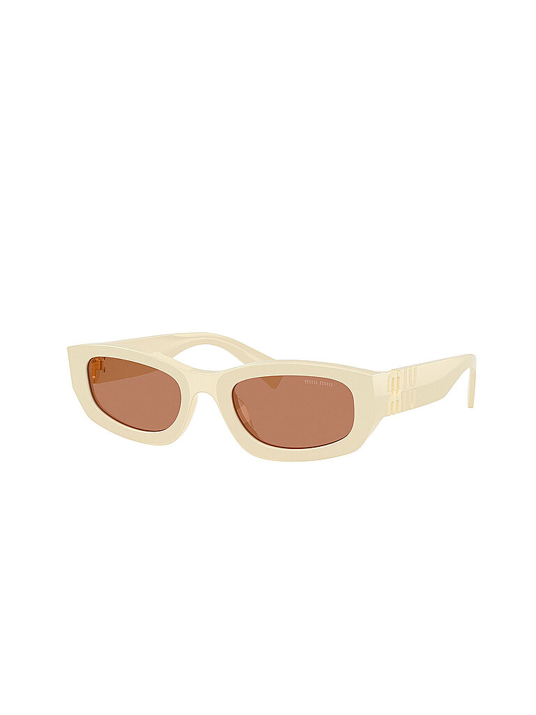 Miu Miu Damen Miu Miu MU B04S 21D90Q Sonnenbrillen Acetat Weiß Braun Geometrisch Normal