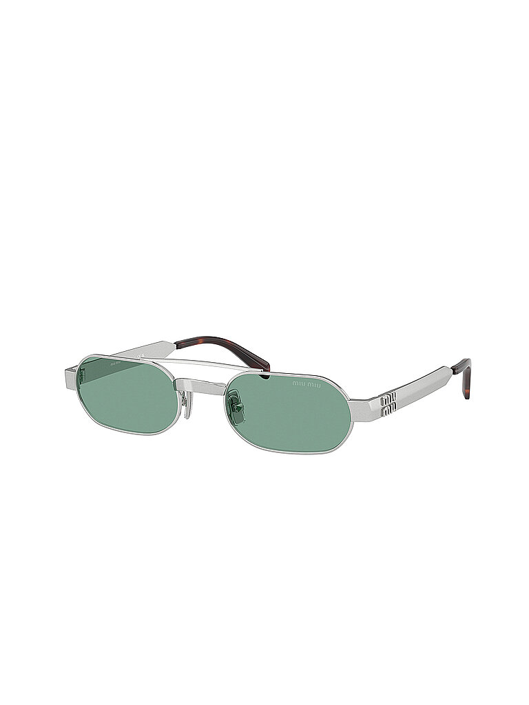 Miu Miu Damen Miu Miu MU B52S 21M40Y Sonnenbrillen Metall Silber Grün Rund Normal