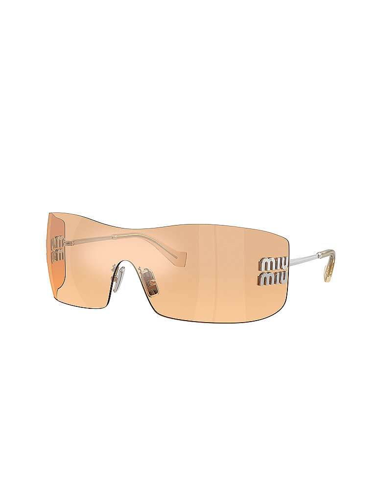 Miu Miu Damen Miu Miu MU B53S 1BC80Y Sonnenbrillen Metall Silber Orange Quadratisch Spiegel Nuanciert