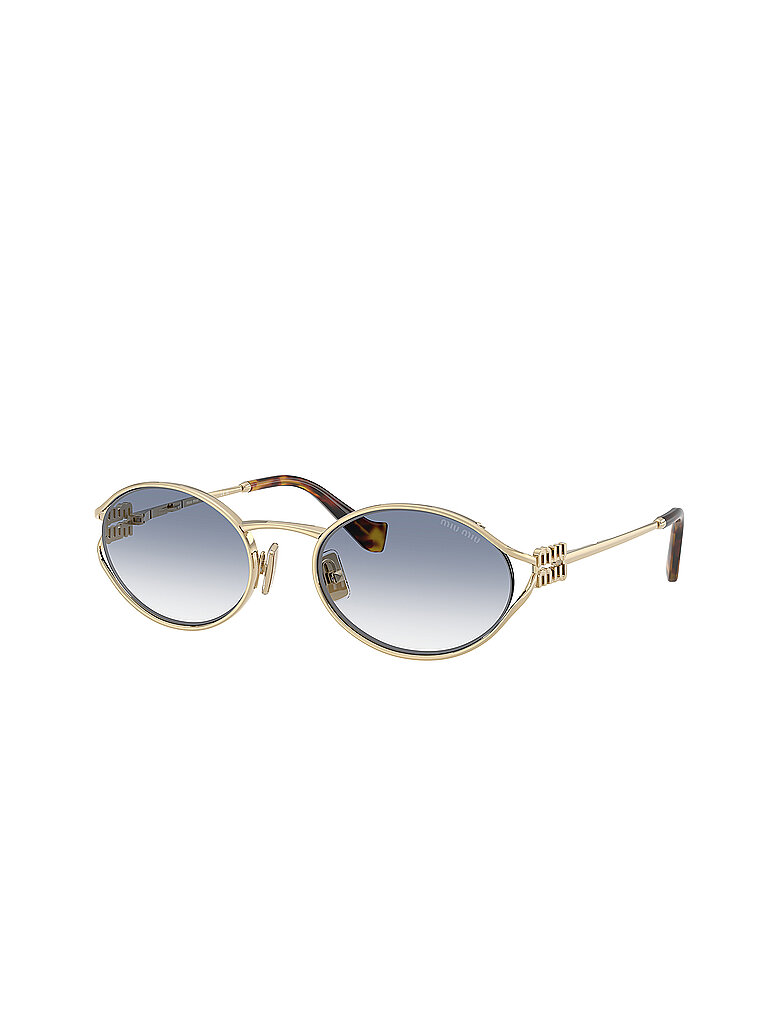 Miu Miu Damen Miu Miu MU 52YS ZVN80O Sonnenbrillen Metall Gold Blau Rund Normal Nuanciert