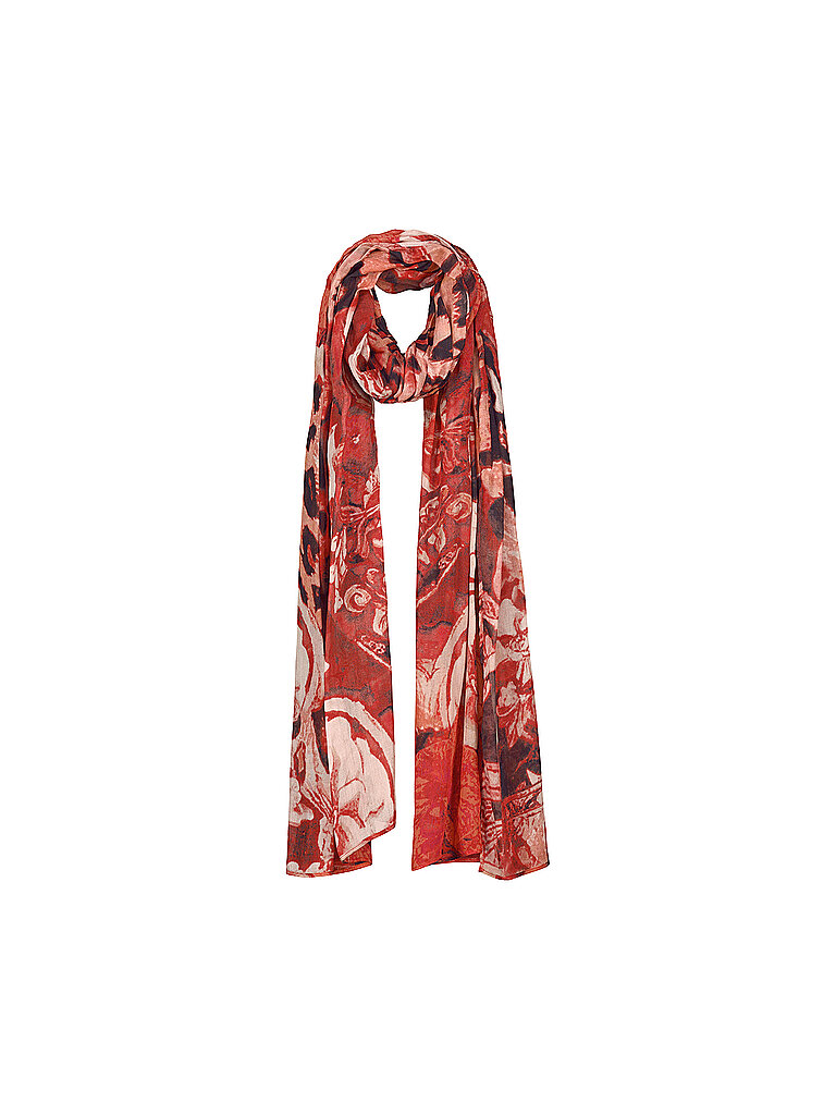 Schal, autumn red gemustert
