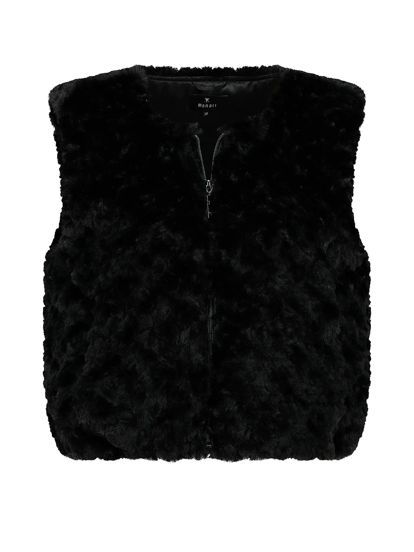 MONARI | Gilet in Felloptik  | schwarz