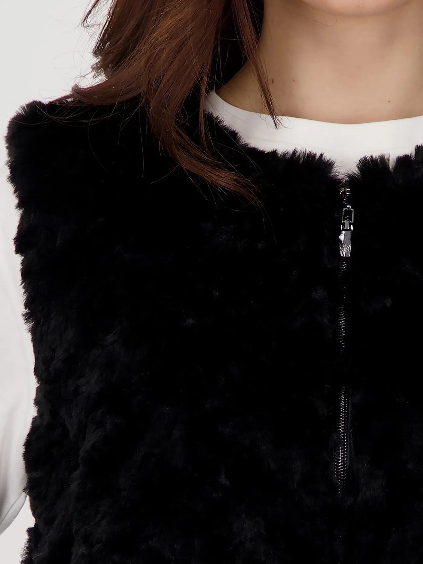 MONARI | Gilet in Felloptik  | schwarz