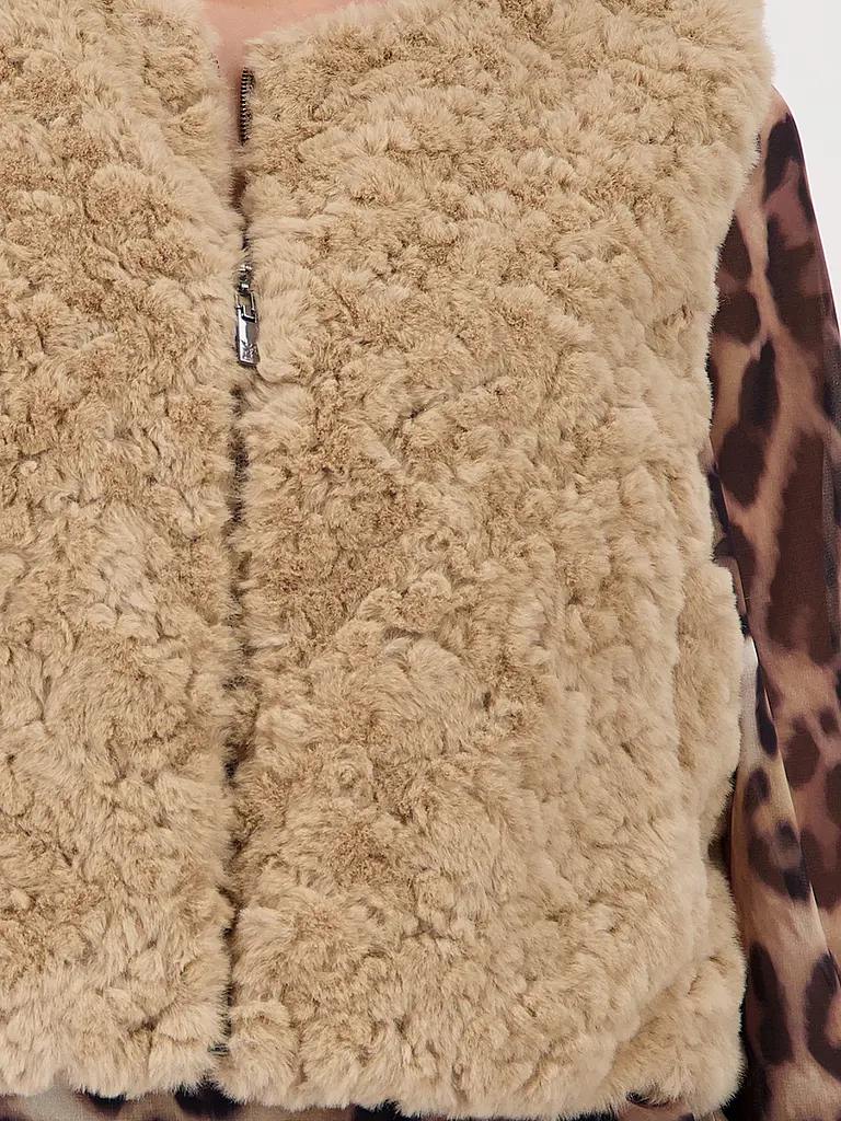 MONARI | Gilet in Felloptik  | camel