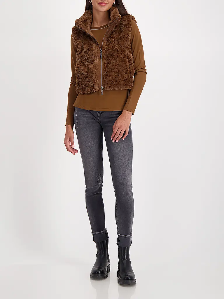 MONARI | Gilet in Felloptik | braun
