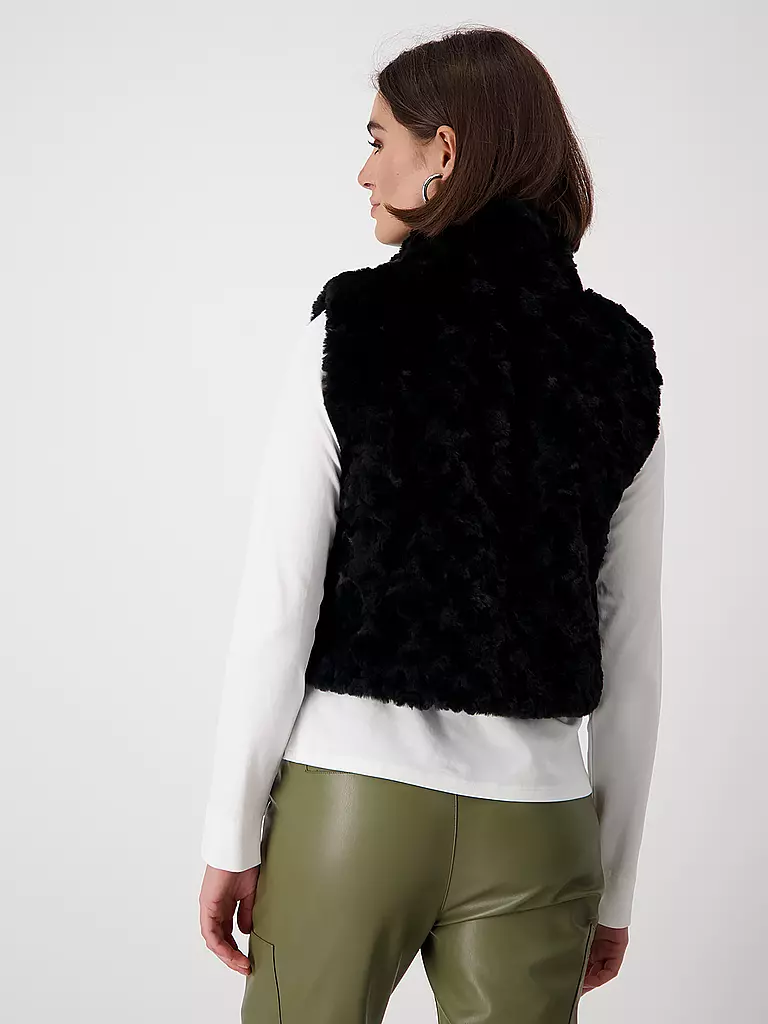 MONARI | Gilet in Felloptik | schwarz