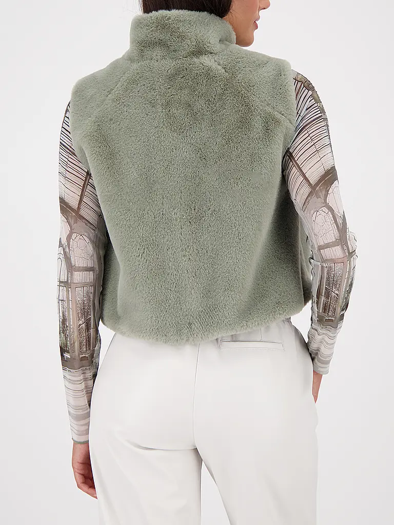 MONARI | Gilet in Felloptik | Olive