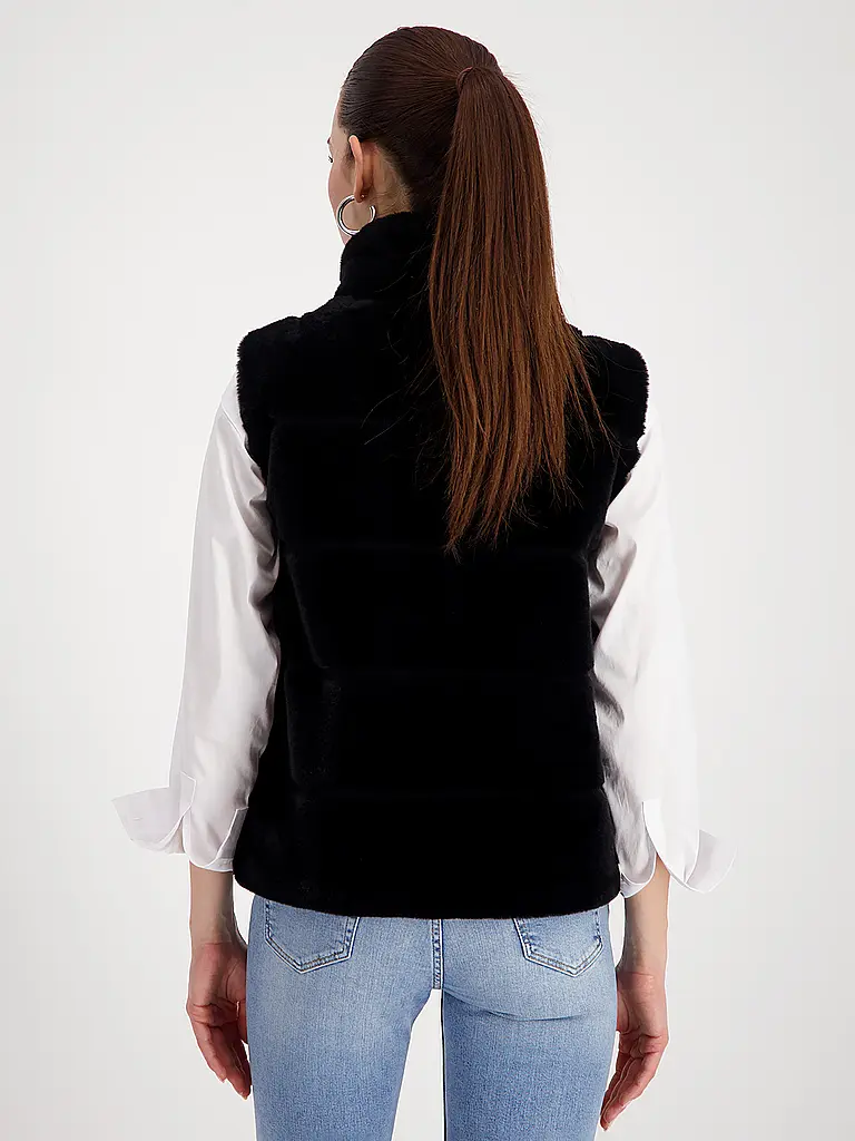MONARI | Gilet in Felloptik | schwarz
