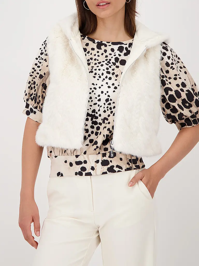 MONARI | Gilet in Felloptik | creme