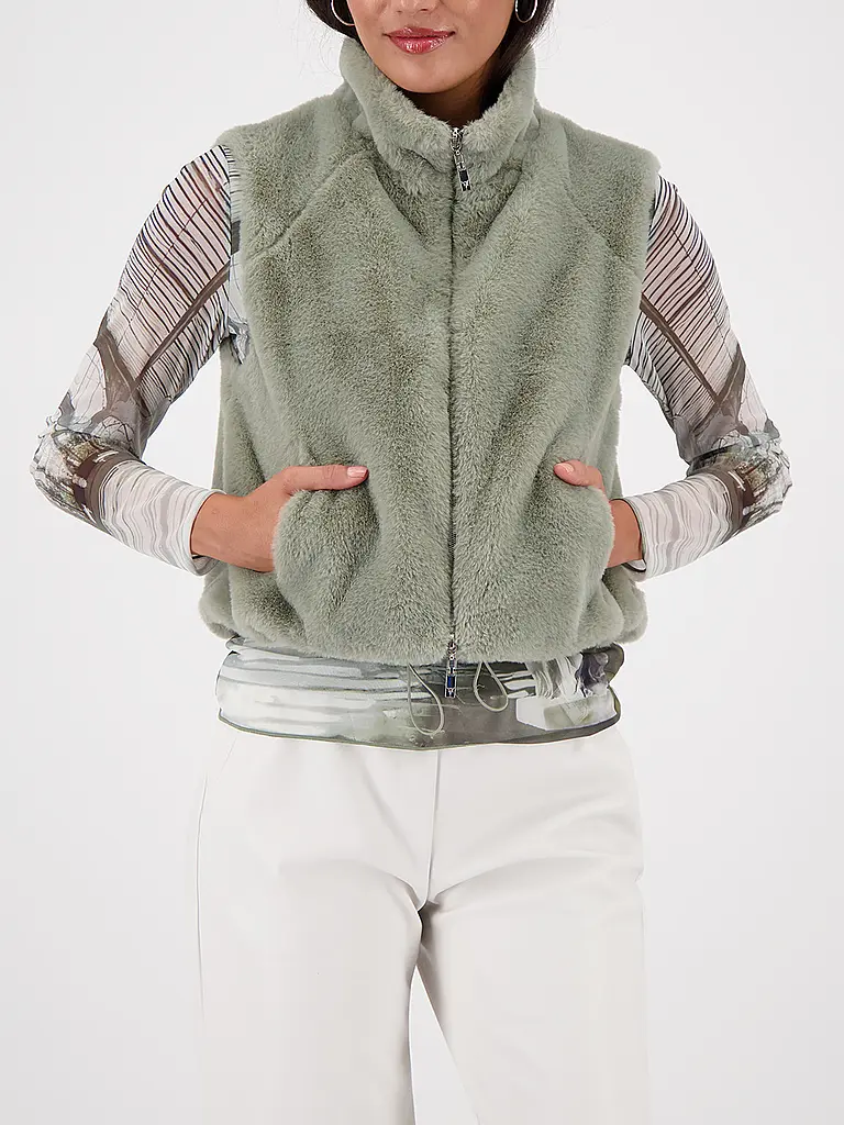 MONARI | Gilet in Felloptik | Olive
