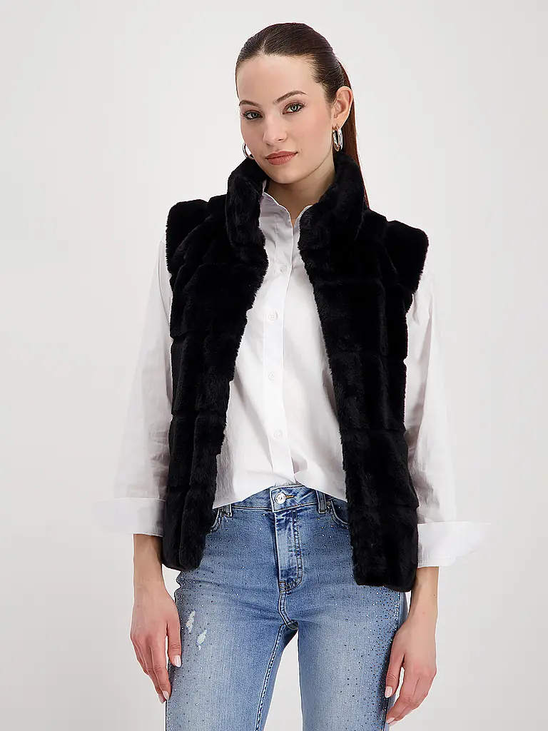 MONARI | Gilet in Felloptik | schwarz