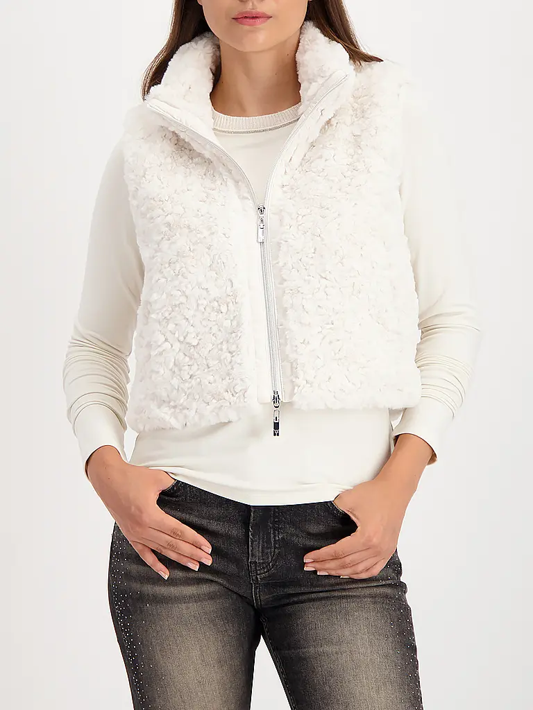 MONARI | Gilet in Felloptik | creme