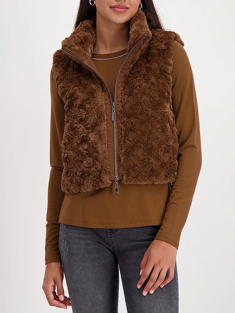 MONARI | Gilet in Felloptik | braun