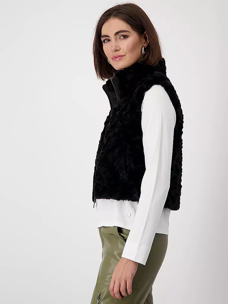 MONARI | Gilet in Felloptik | schwarz