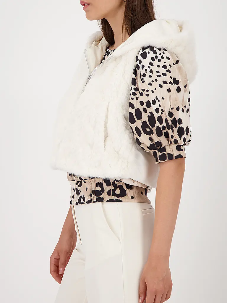 MONARI | Gilet in Felloptik | creme