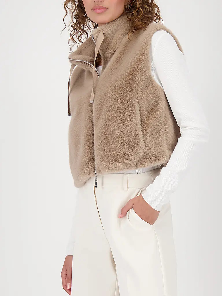 MONARI | Gilet in Felloptik | beige