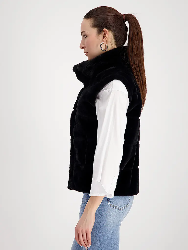 MONARI | Gilet in Felloptik | schwarz