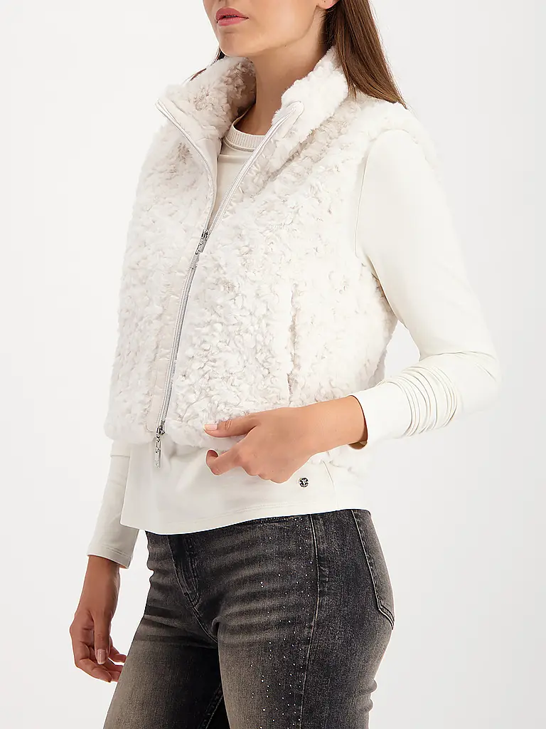 MONARI | Gilet in Felloptik | creme
