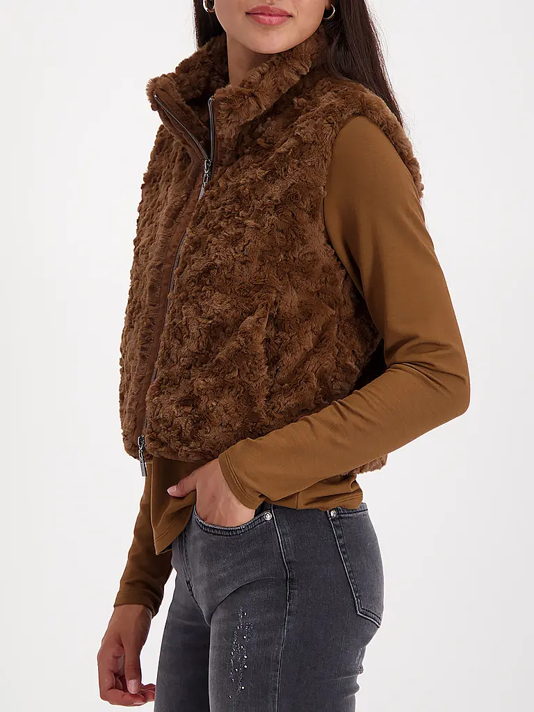 MONARI | Gilet in Felloptik | braun
