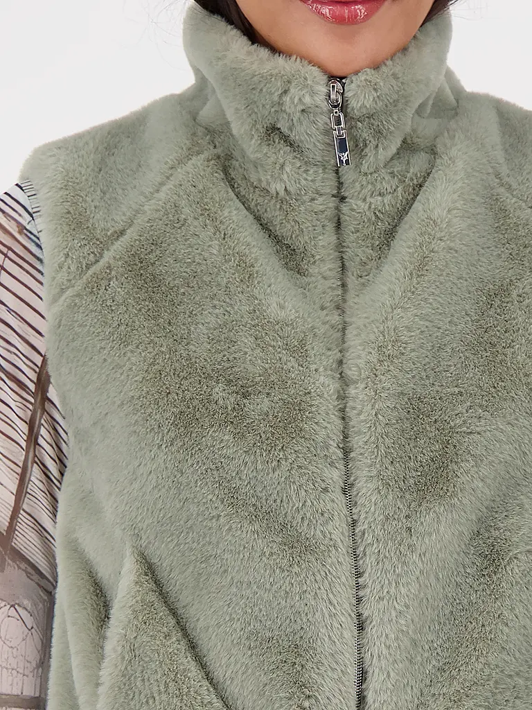 MONARI | Gilet in Felloptik | Olive