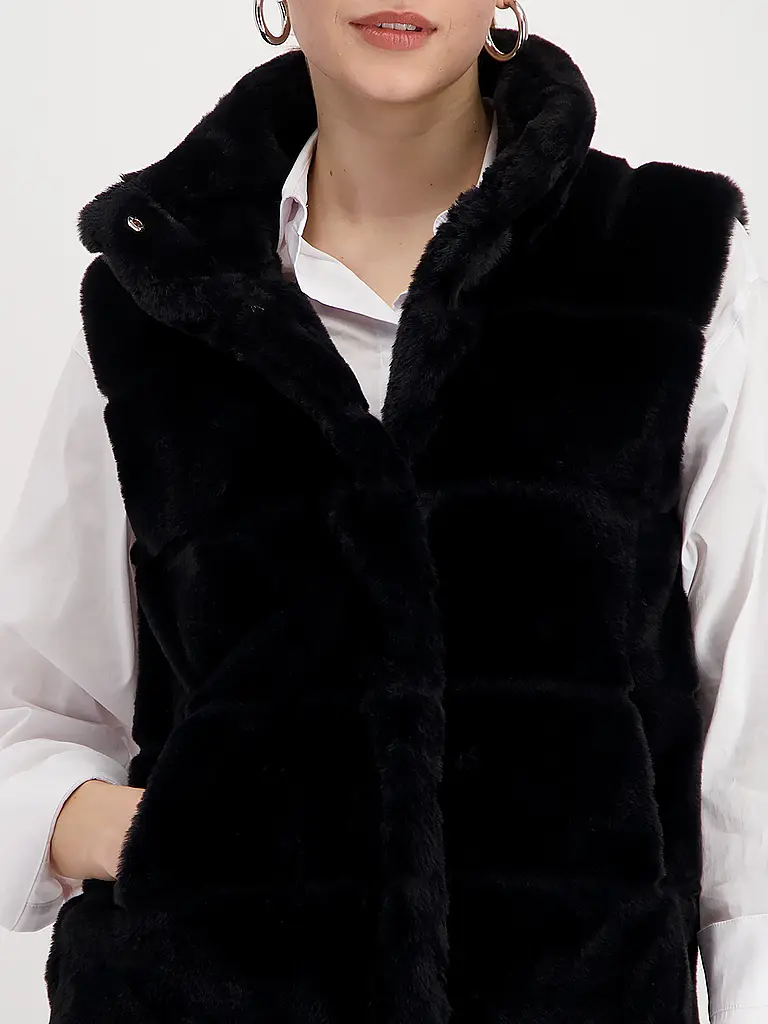 MONARI | Gilet in Felloptik | schwarz