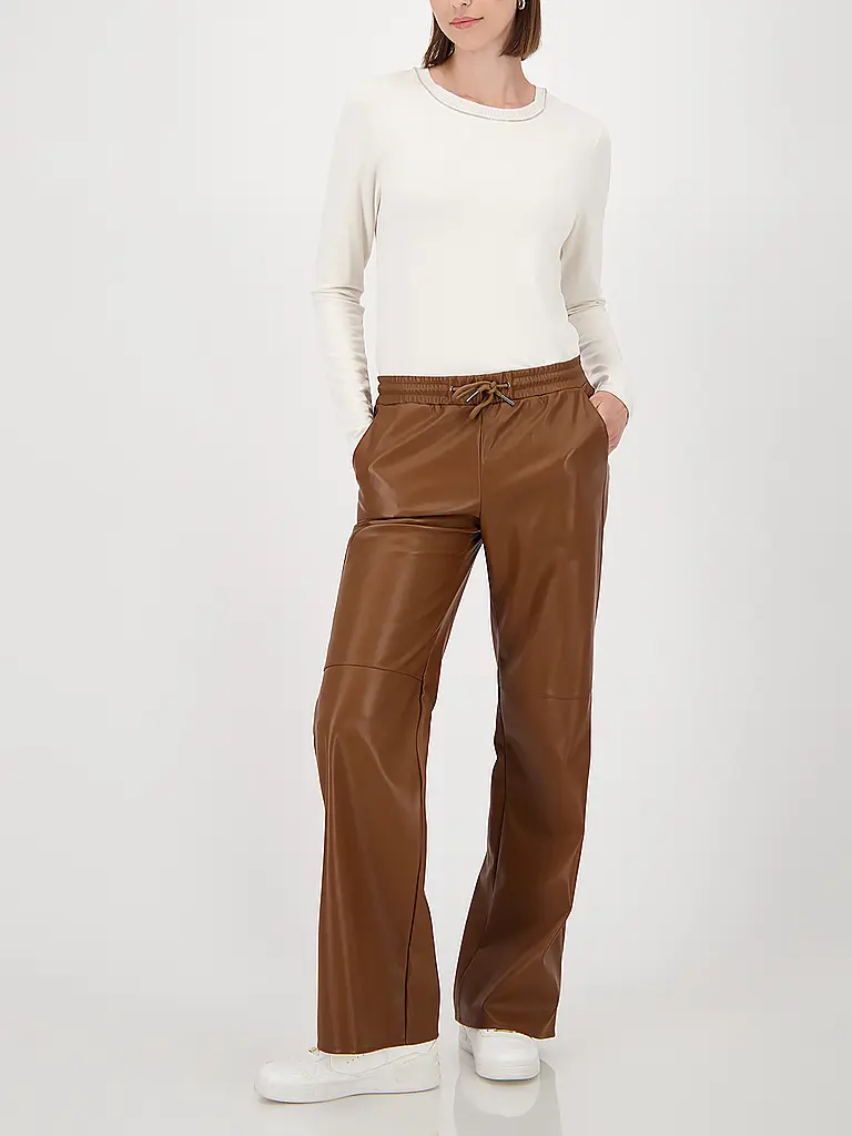 MONARI | Hose in Lederoptik  | hellbraun