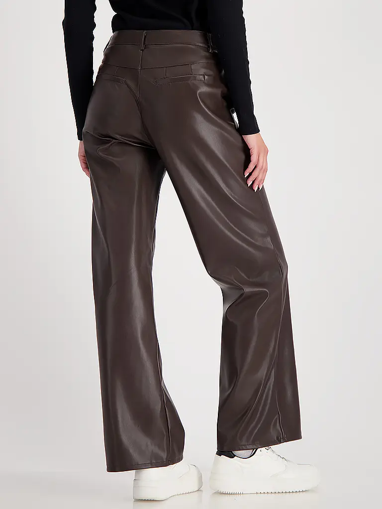 MONARI | Hose in Lederoptik Wide Leg | braun