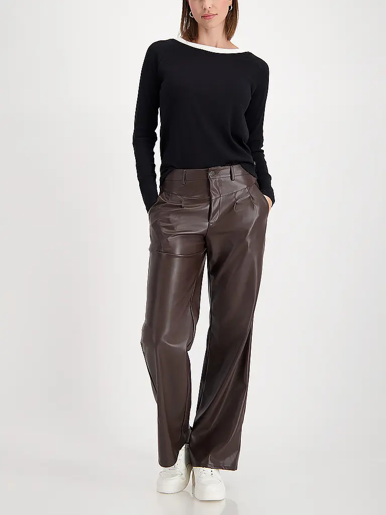 MONARI | Hose in Lederoptik Wide Leg | braun