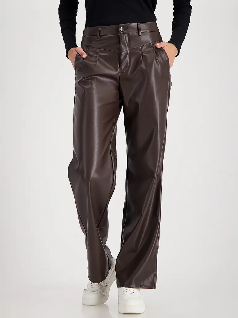 MONARI | Hose in Lederoptik Wide Leg | braun