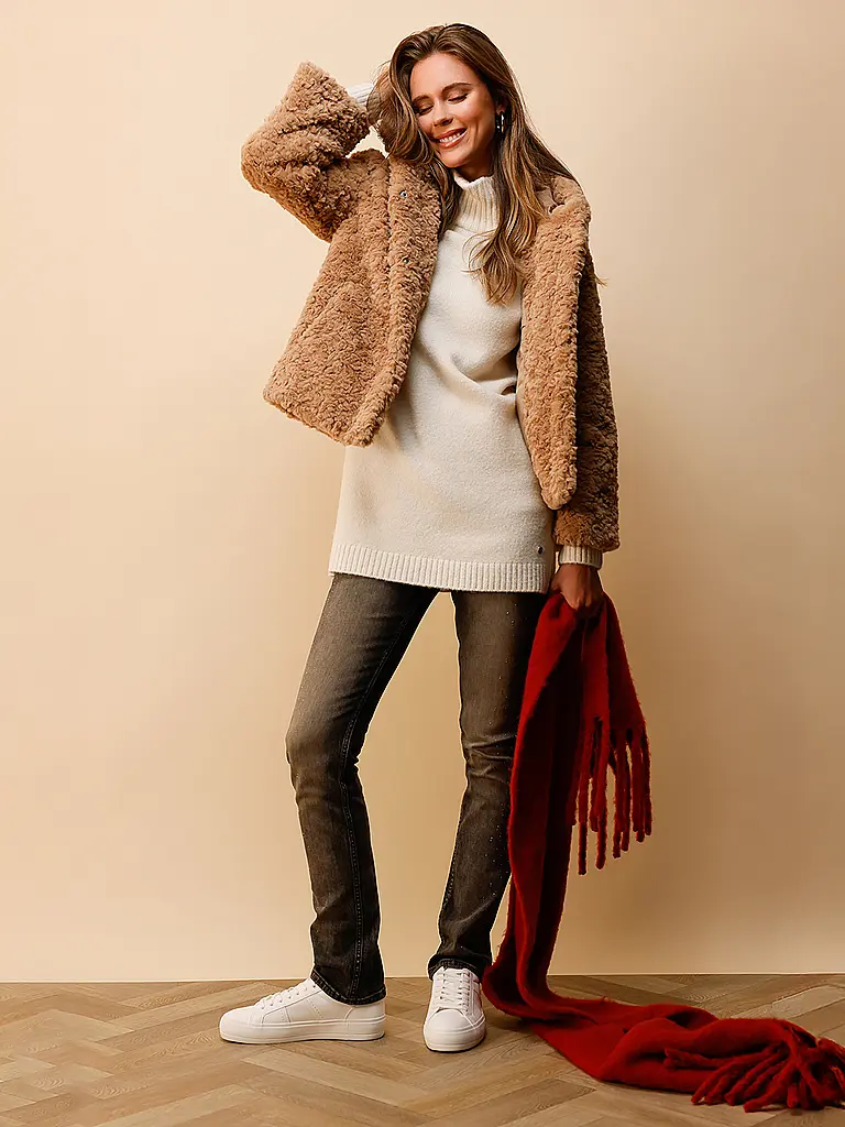 MONARI | Jacke in Felloptik  | hellbraun