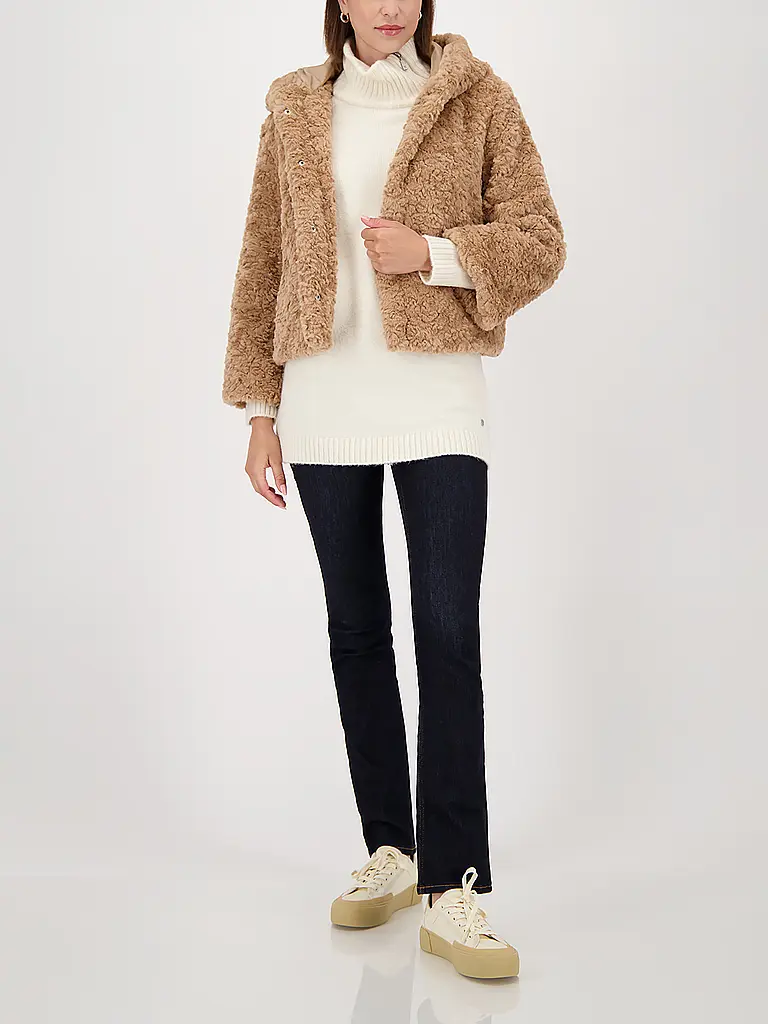 MONARI | Jacke in Felloptik  | hellbraun