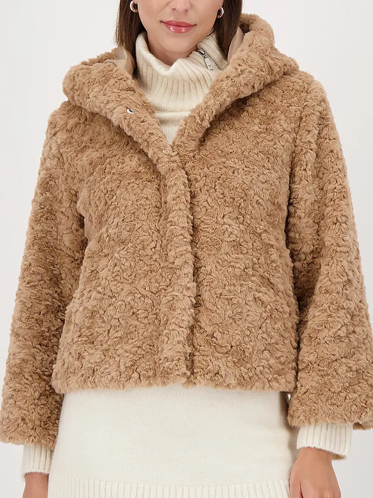 MONARI | Jacke in Felloptik  | hellbraun