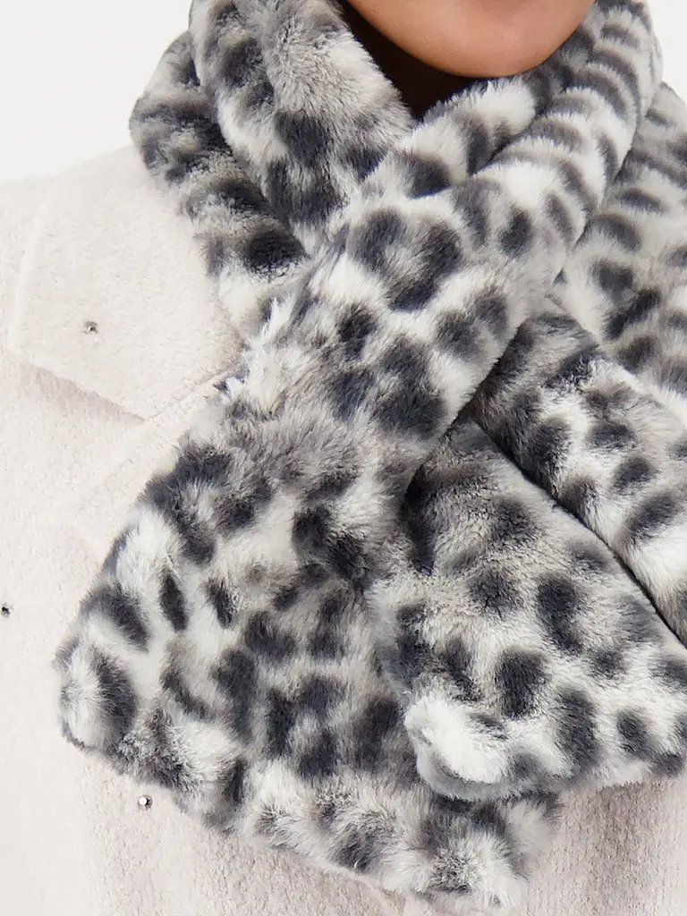 MONARI | Schal in Felloptik | Hellgrau